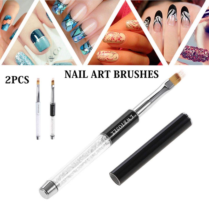 LWBTOSEE 2pcs Ombre Nail Brush for Nail Art Gradient Painting Rhinestone Handle Drawing UV Gel Pen Manicure Nail Art Brush Tool (Black&White) - Image 3